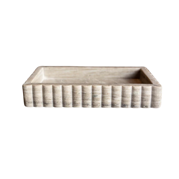 Beige Fluted Marble Bridge Tray
