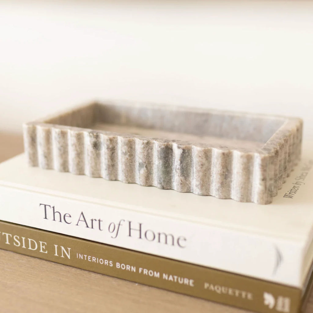 Beige Fluted Marble Bridge Tray