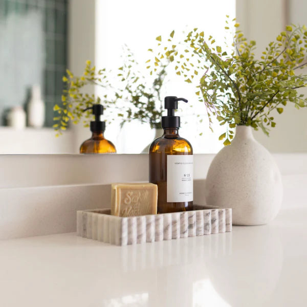 Beige Fluted Marble Bridge Tray