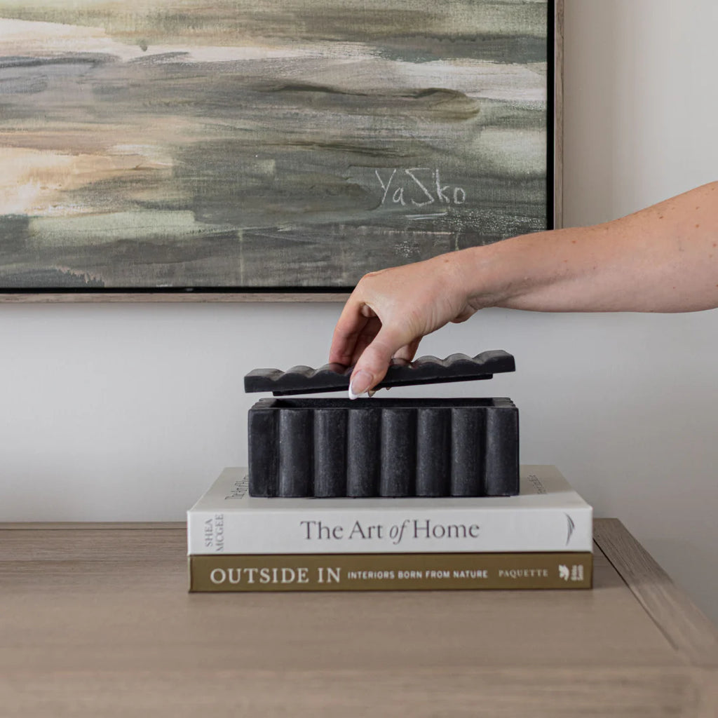Black Marble Fluted Box