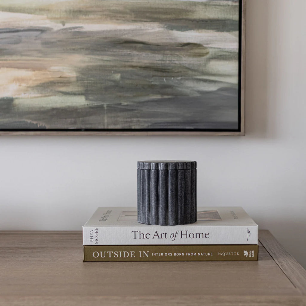 Black Marble Fluted Jar