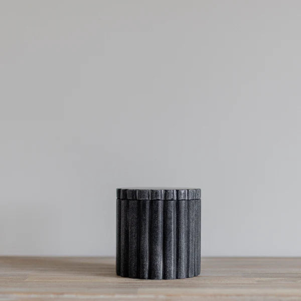 Black Marble Fluted Jar