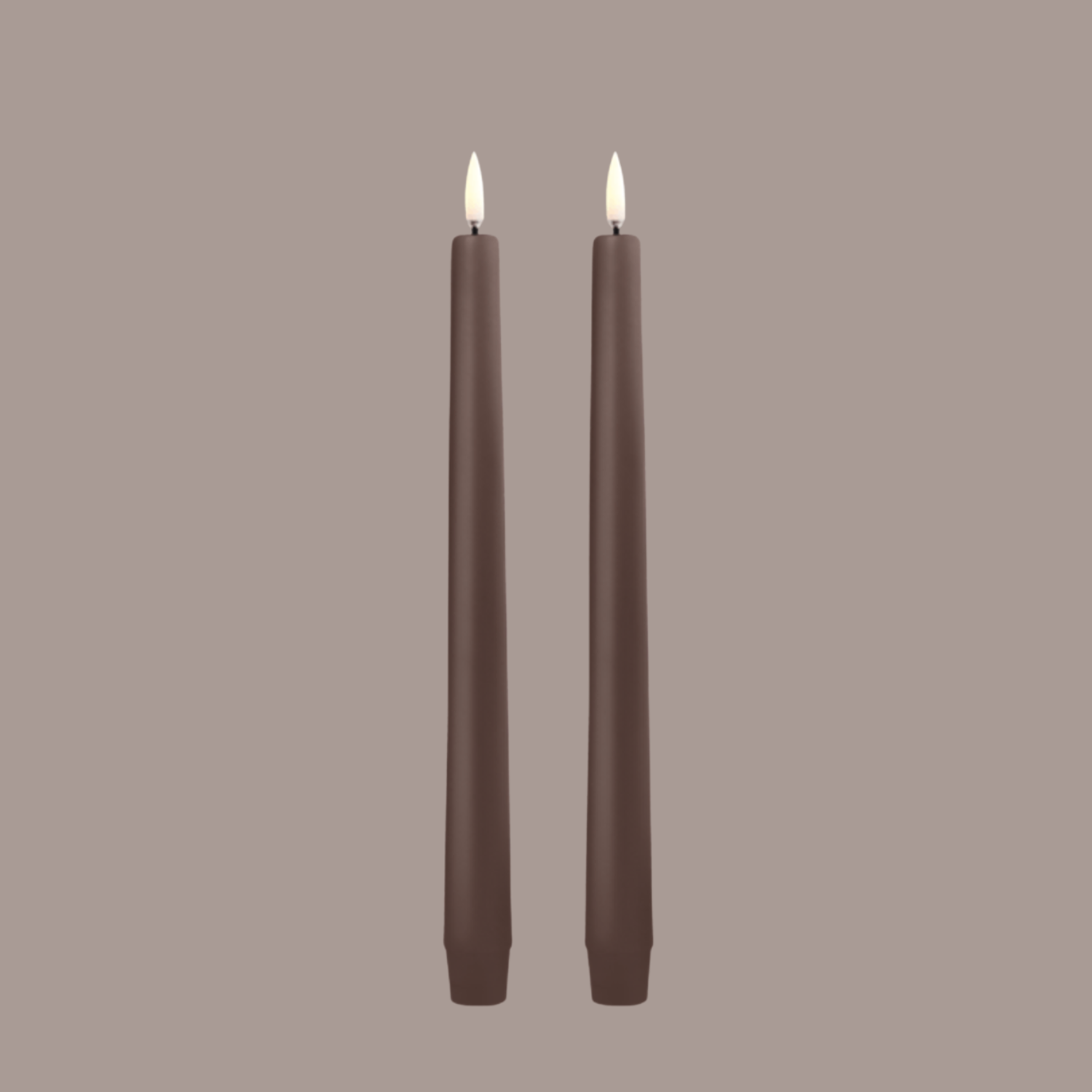 Classic Taper Candle 12.6" Tall (2 Pack) - Brown