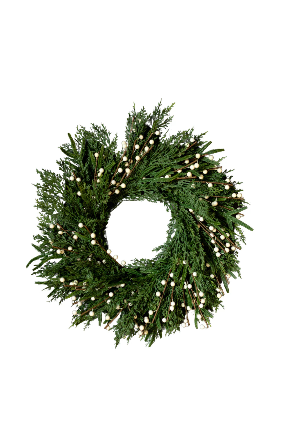 White Plum Berry Norfolk Cypress Real Touch Wreath - 24"