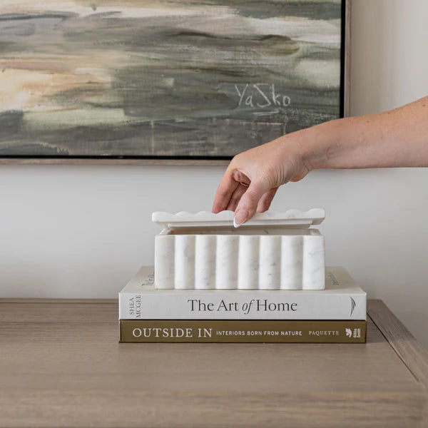 White Marble Fluted Box