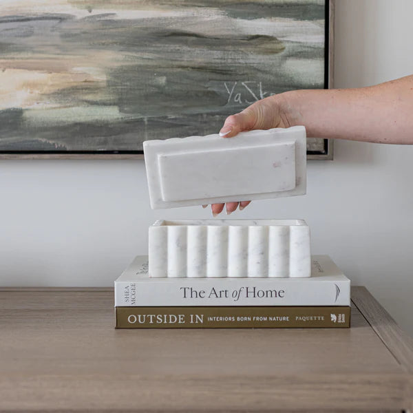White Marble Fluted Box