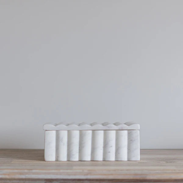 White Marble Fluted Box
