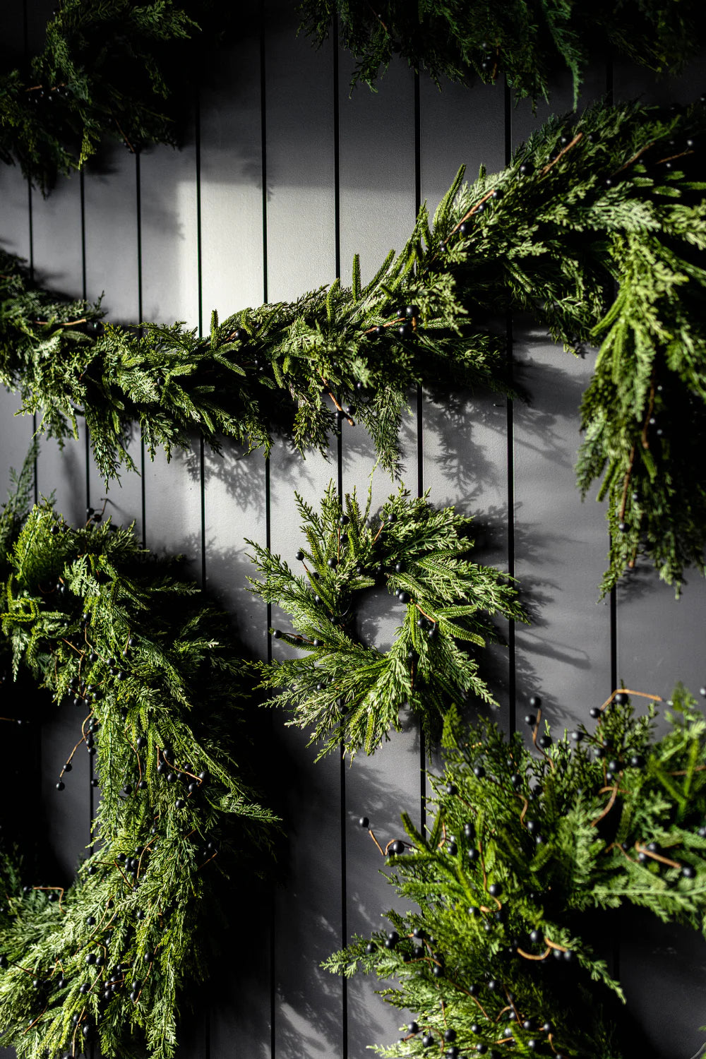 Navy Plum Berry Norfolk Cypress Real Touch Garland - 15 Ft