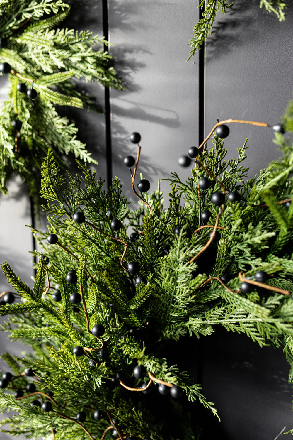 Navy Plum Berry Norfolk Cypress Real Touch Garland - 15 Ft