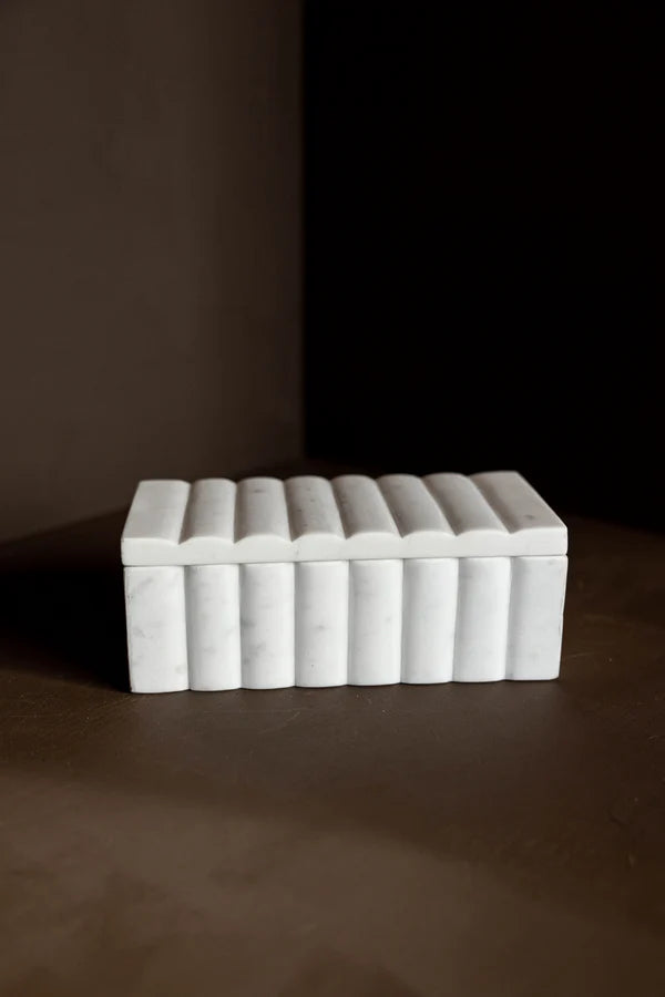 White Marble Fluted Box