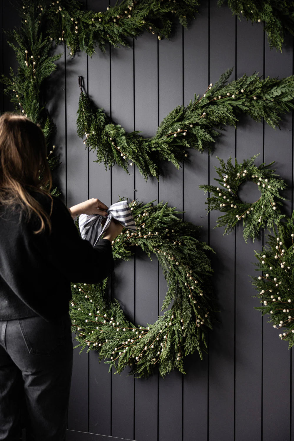 White Plum Berry Norfolk Cypress Real Touch Wreath - 24"