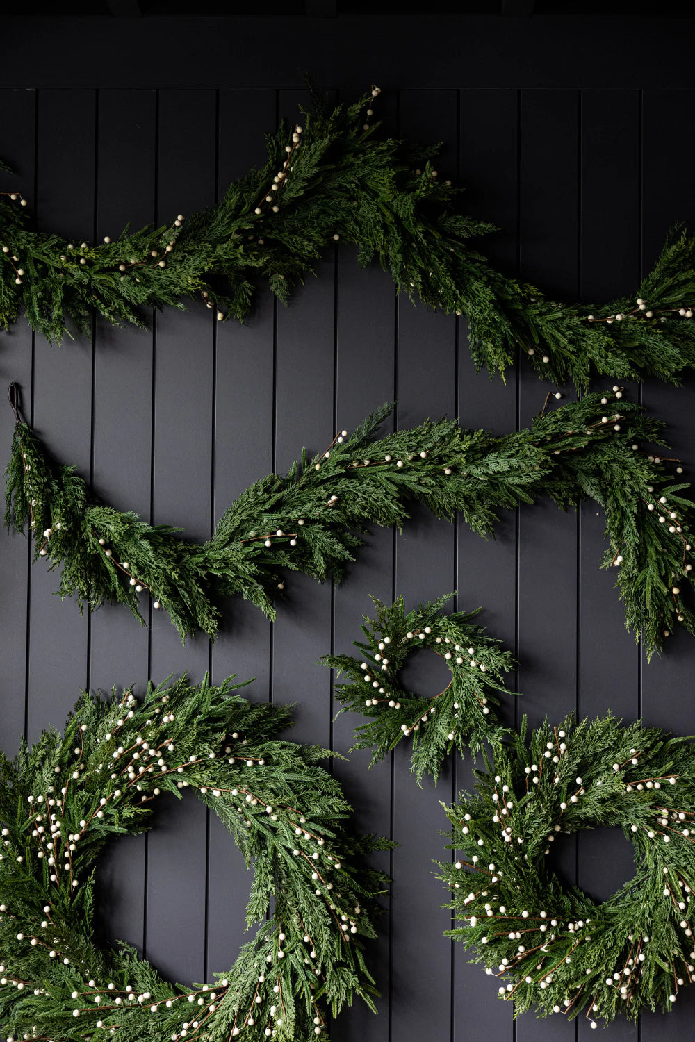 White Plum Berry Norfolk Cypress Real Touch Wreath - 24"