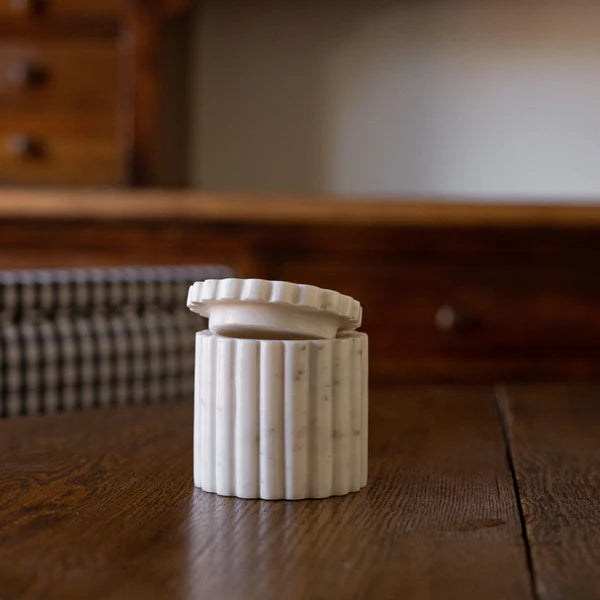 White Marble Fluted Jar