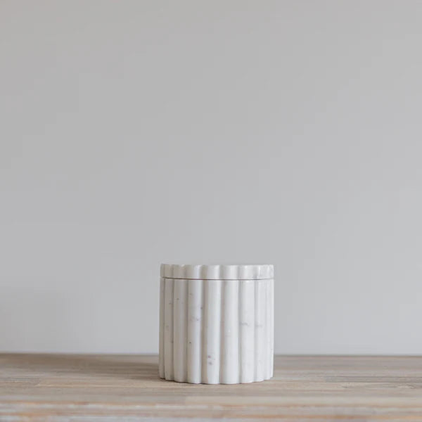 White Marble Fluted Jar